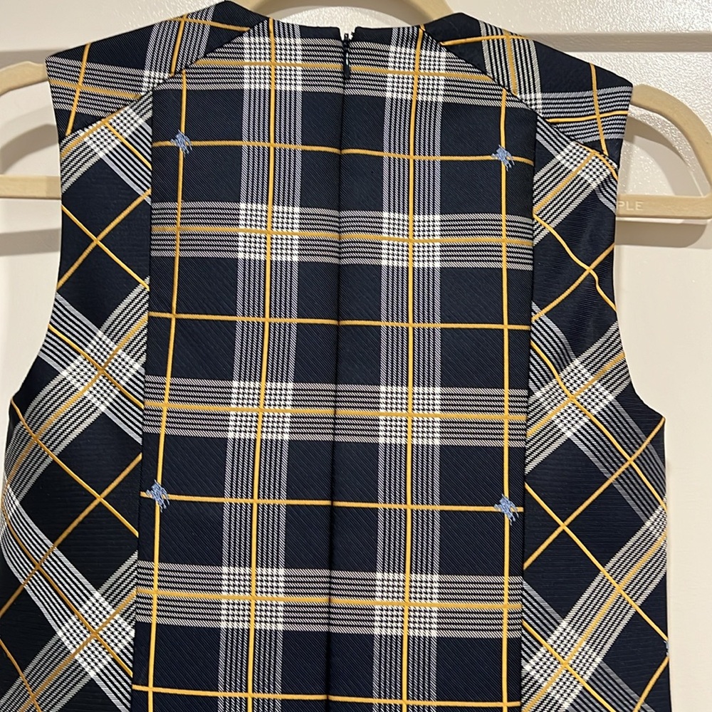 Navy Check Burberry Pleated Dress NWT Size 2 - Picture 7 of 11